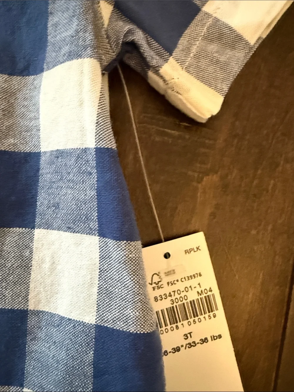 NWT Old Navy Blue and White Gingham Short-Sleeve Button-Down with Navy Bow Tie
